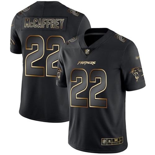 Carolina Panthers Limited Black Gold Men Christian McCaffrey Jersey NFL Football #22 Vapor Untouchable